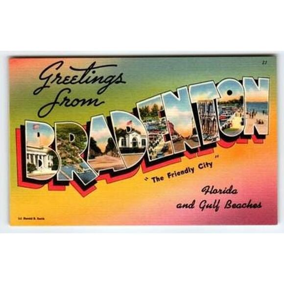 Bradenton FL Linen Postcard 'Greetings from Bradenton' Harold R. Smith - Picture 1 of 2
